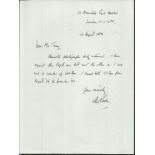 Air Cmdr C. Baker 23 Sqn Battle of Britain veteran signed hand written letter dated 10th August