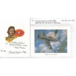 Fine art card signed by Lt Colonel Kenneth A. Walsh Medal of Honor. US Marine Corps fighter ace with