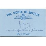 J R C Young 249 and 312 sqn Battle of Britain pilot, signed card. Good condition