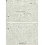 Albert Speer signed letter. German architect who was, for a part of World War II, Minister of