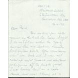 C. Aindow 23 Sqn Battle of Britain veteran signed hand written letter dated 12th April 1995. Good