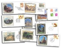 1982/1984 Benham Small Silk FDC collection. Each cover has a separate single stamp from the issue
