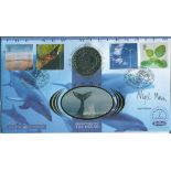 Signed Benham Official Coin FDC Benham 'The New Millennium' coin FDC 'The Ocean' signed by Nigel