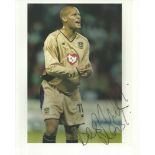 Nigel Quashie in Portsmouth strip signed colour 10x8 photo. Good condition