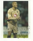 Nigel Quashie in Portsmouth strip signed colour 10x8 photo. Good condition