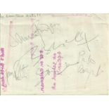 Boomtown Rats signed page autographed by Bob Geldof, Garry Roberts, Johnnie Fingers, Simon Crowe,