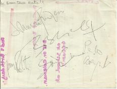 Boomtown Rats signed page autographed by Bob Geldof, Garry Roberts, Johnnie Fingers, Simon Crowe,