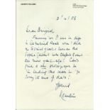 Kenneth Williams ALS 1986 on personal stationary with nice note about being in digs when in the