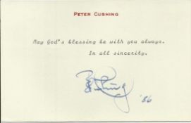 Peter Cushing signed personal stationary card with typed not May Gods blessing be with you always,