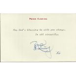 Peter Cushing signed personal stationary card with typed not May Gods blessing be with you always,