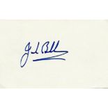 Jack Brabham signed white card Australian F1 champion 1959, 1960 and 1966.  Good condition