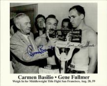 Carmen Basilio and Gene Fullmer double signed 10x8 b/w photo from 1959.  Good condition