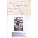Signature of Commander Stanley Orr DSC(2 Bars) AFC Fleet Air Arm ace.  Took part in the Norway