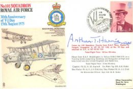 MRAF Sir Arthur Harris RAF35 1975 No. 101 Squadron RAF cover, flown in a Vulcan and signed by MRAF