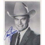 Dallas. Larry Hagman signed 10”x8” picture in character as “JR Ewing.” Excellent.