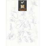 Bradford City autograph sheet 1998-99 signed by 17 players.  Names on reverse. Good condition