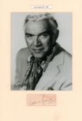 Lorne Greene signature piece mounted with 10 x 8 b/w photo, ready to frame. Good condition