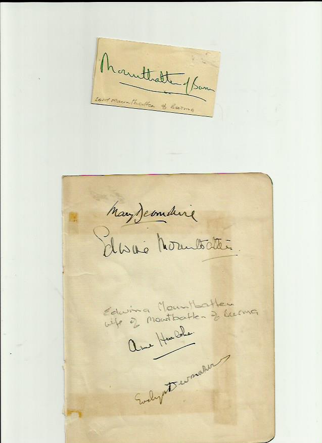 Lord Mountbatten of Burma and Countess Mountbatten of Burma signature pieces.