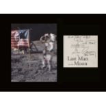Apollo 17. Last Moonlanding. Signature of Eugene Cernan on the Moon. Professionally mounted in black