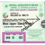 Matt Holland signed Republic of Ireland ticket v Malta 14/10/98. Good condition