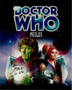 Tom Baker signed 10 x 8 colour Doctor Who Meglos photo. Good condition