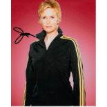 Jane Lynch 8x10 colour photo of Jane from Glee, signed by her in NYC, 2014. Good Condition