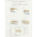 Tennis Wimbledon 1940s Overseas Players collection signed on small signature pieces light fixed to