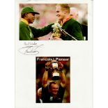 10 Famous Rugby Legends collection signed on cards, magazine photos light fixed to white page with