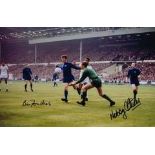 BILL FOULKES NOBBY STILES Man United 1968 FA cup final dual signed 12 x 8 photo. Good condition
