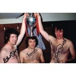 IAN CALLAGHAN TOMMY SMITH CHRIS LAWLER Liverpool Fc Triple signed  12 x 8 photo. Good condition
