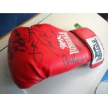 Boxing Glove Multisigned full sized Red Lonsdale glove signed by  Earnie Shavers, Angelo Dundee,