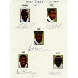 West Indies 1995 UK Tour Cricket collection Three A4 pages with small colour magazine photos