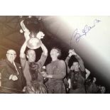 BOBBY CHARLTON Man United hand 1968 signed 6 x 4 postcard photo. Good condition