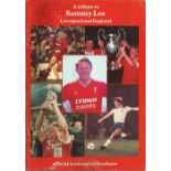 Liverpool FC Multisigned tribute to Sammy Lee testimonial brochure. Signed to front by Bob Paisley