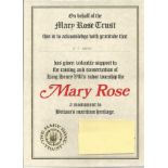 Mary Rose signed cover collection. Nice collection of covers comm. The Mary Rose Trust with covers,