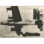 Haupt Alfred Grislawski KC OL signed unusual 8 x 8 b/w WW2 plane in flight with inset photo of the