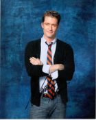Matthew Morrison 8x10 colour photo of Matthew from Glee, signed by him in blue ink. Good condition