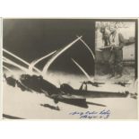 Mjr Georg-Peter Eder KC OL signed unusual 8 x 8 b/w WW2 plane in flight with inset photo of the