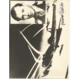 Lt Johann Pichler KC signed unusual 8 x 8 b/w WW2 plane in flight with inset photo of the pilot.