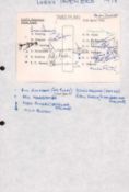 Eric Morecambe & other Lord Taverners signed 1978 table plan. Also signed by Bill Simpson, Fred