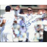 Cricket Colour 8x12 action photograph autographed by former England cricketer Graeme Swann. Good
