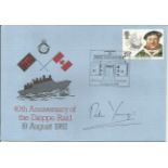 Dieppe Raid 40th ann covers three signed by Pat Porteous VC, Lord Lovat & Mjr Peter Young. Good