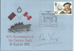 Dieppe Raid 40th ann covers three signed by Pat Porteous VC, Lord Lovat & Mjr Peter Young. Good