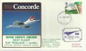 Concorde R.A.F. Mildenhall-London First Flight dated 9th June 1984. Good condition