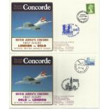 Concorde London-Oslo First Flight dated 23rd September 1984 and Oslo-London Return Flight dated 24th