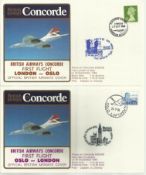 Concorde London-Oslo First Flight dated 23rd September 1984 and Oslo-London Return Flight dated 24th