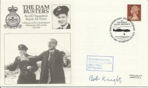 Bob Knights signed Dambusters no 617 squadron cover, in memory of Flt Lt David Shannon. Good
