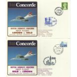 Concorde London-Oslo First Flight dated 23rd September 1984 and Oslo-London Return Flight dated 24th