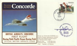Concorde Boeing Field-Pacific Ocean-Boeing Field First Flight dated 16th November 1984. Good