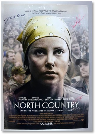 US One sheet film poster for the film “North Country” (2005, signed by Charlize Theron, Sean Bean,